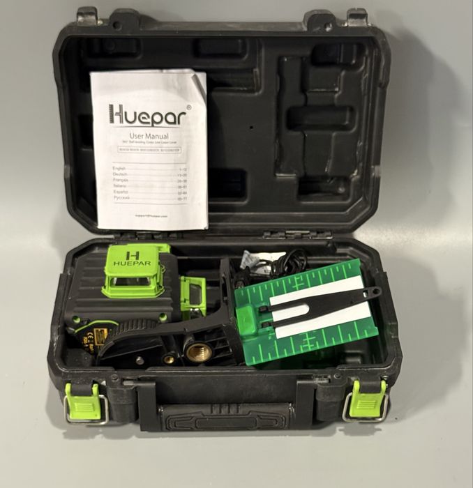 Laser liniowy 3D Huepar B03CG Zielony komplet Polecam