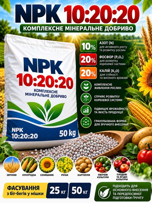 Нітроаммофоска NPK 10-20-20   25 кг