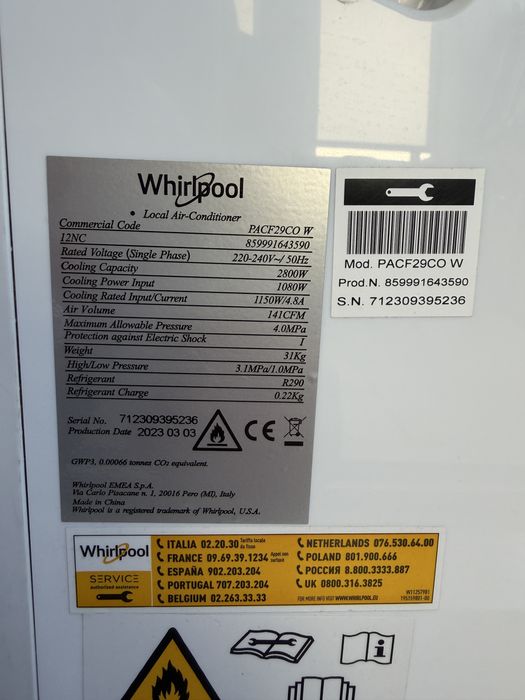 Klimatyzator przenośny Whirlpool PACF29CO W