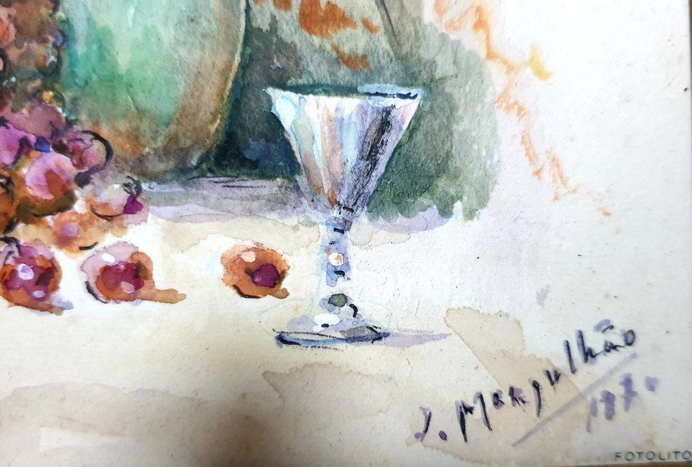 José Mergulhão - aguarela - natureza morta - 1970