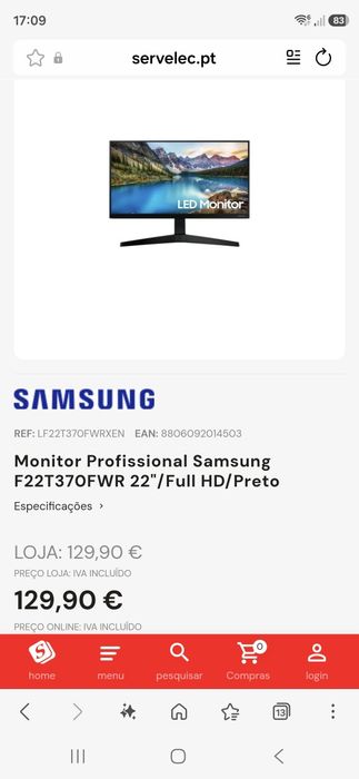 Monitor samsung pro 22"