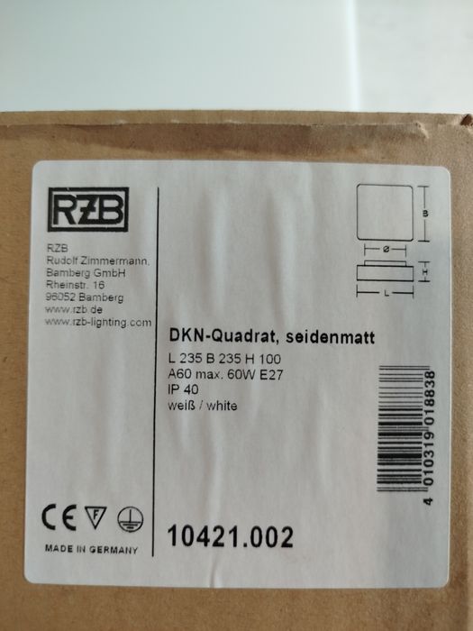 Plafon lampa DKK-Quadrat,seidenmatt biała.