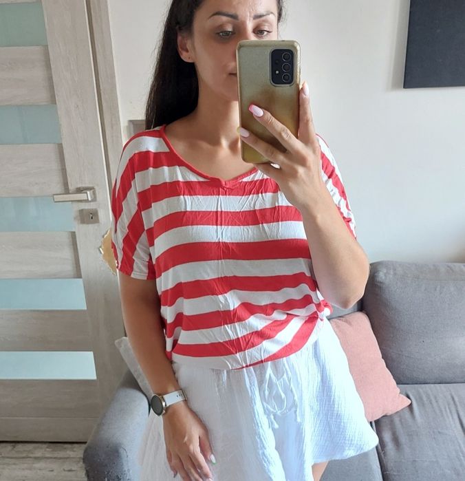 Damska czerwono-biała bluzka w paski