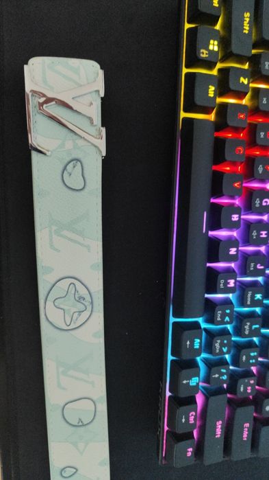 Pasek lv biało turkusowy