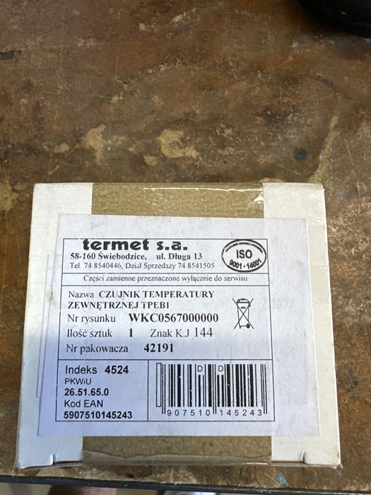 Czujnik temperatury zewnetrzej Termet.