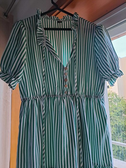 Vestido midi XL verse e branco