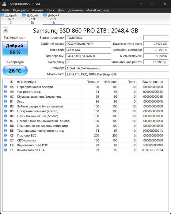 SSD 2TB Samsung 860 PRO 2.5"