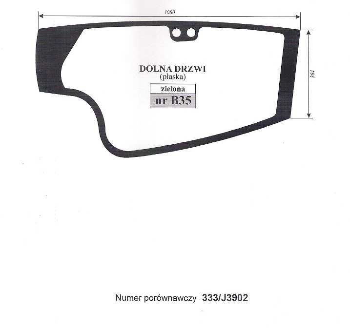 szyba JCB JS 115, 130, 131, 145 - drzwi dolna B 35
