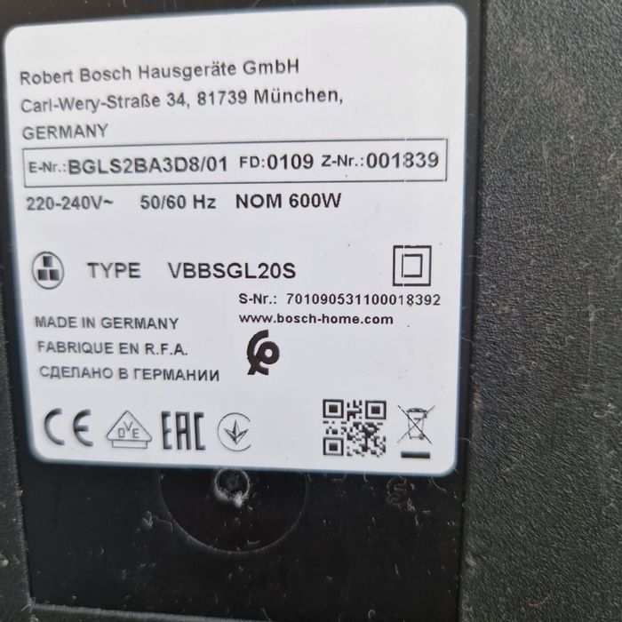Odkurzacz Bosch BGLS2BA3D