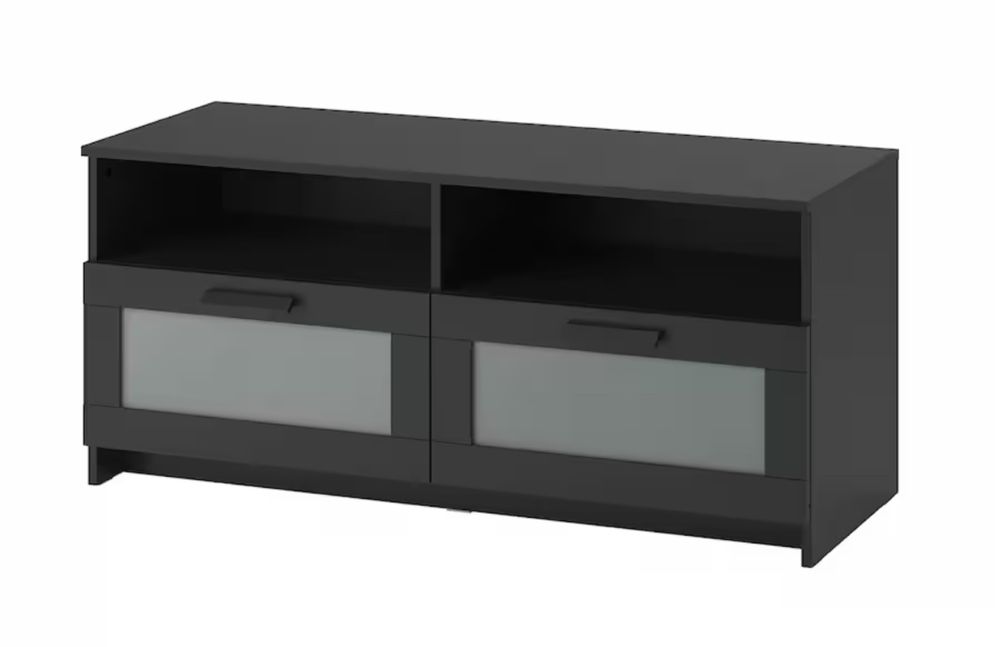 Movel Tv preto com duas gavetas