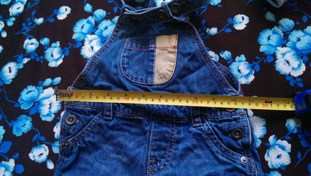 Детский Джинсовый комбинезон + Джинсовая куртка тёпленькая F&F 86см.