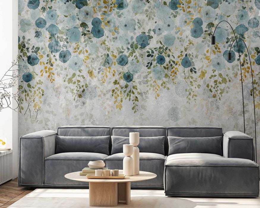 Fototapeta Kwiaty Szarości Niebieski Błękit 3D Twój Rozmiar + KLEJ