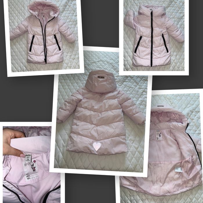 длинная курточка 98р. 2-3г. Теплая розовая парка