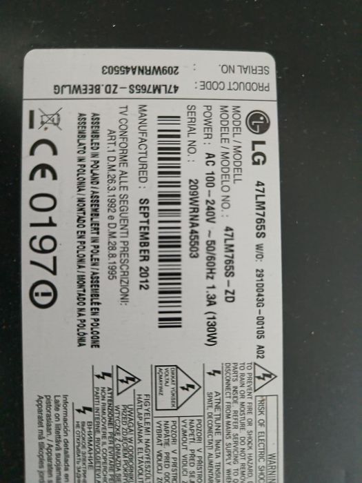Telewizor LG 47lm765s pilot i uchwyty