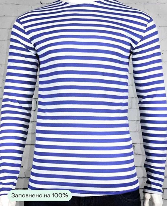 Тільняшка з довгим рукавом зелені в'язані смуги Бавовна натуральна