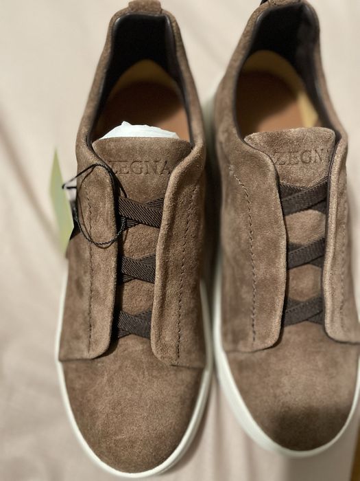 Ermenegildo Zegna Triple Stitch em camurça castanha