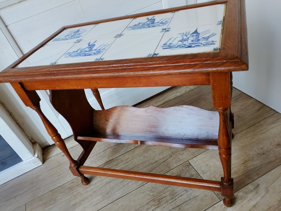 Stolik dębowy kafelkowy