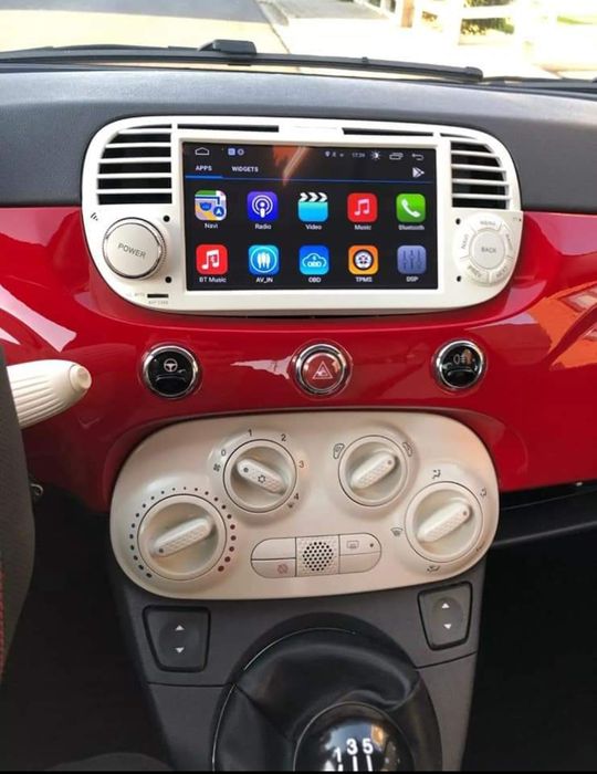 Rádio Android 14 com GPS Fiat 500 (Novo)