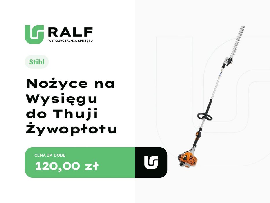 Wynajem /Spalinowe Nożyce  Stihl  na wysięgu  do Żywopłotu / Thuji