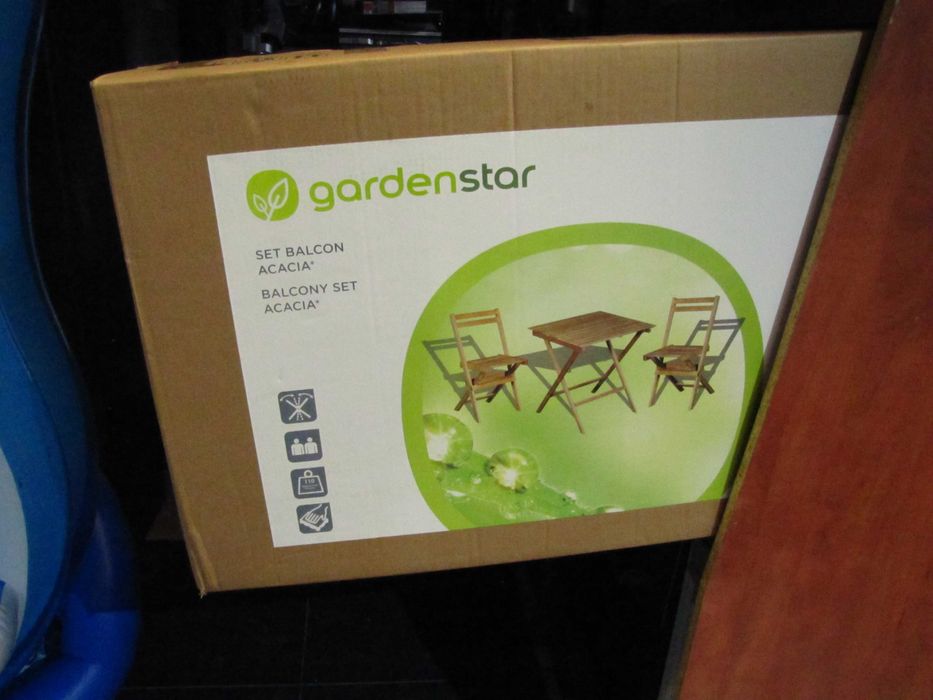 Zestaw Mebli Ogrodowych Składane Stół i 2 Krzesła drewniane