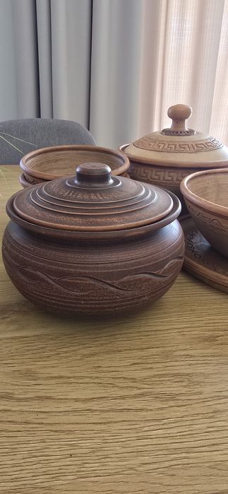 Глиняний український натуральний посуд набір