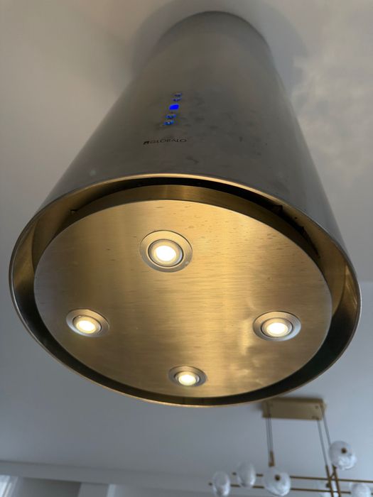 Okap wyspowy tuba srebrny Globalo 40 cm