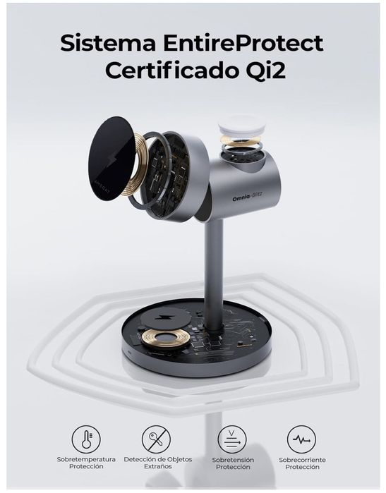AMEGAT Carregador magnético sem fios 3 em 1, certificado Qi2 de 15 W