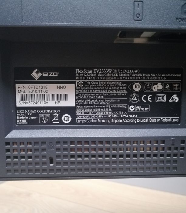 Monitor Eizo EV2333W FlexScan 23" Klasa A