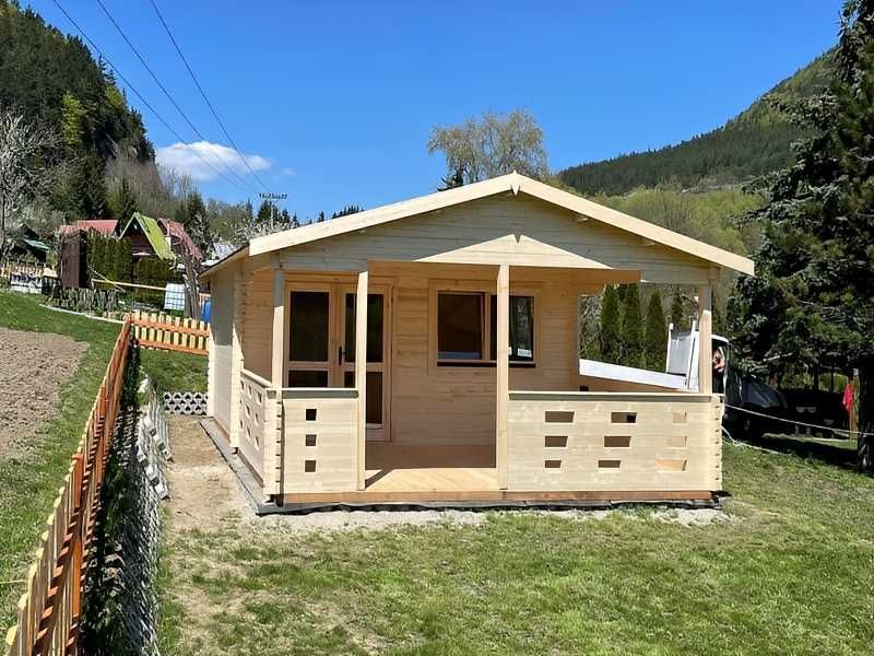 DOMEK OLGA Letniskowy 5x7m BALIK 44mm Taras 3m PROJEKT NA WYMIAR