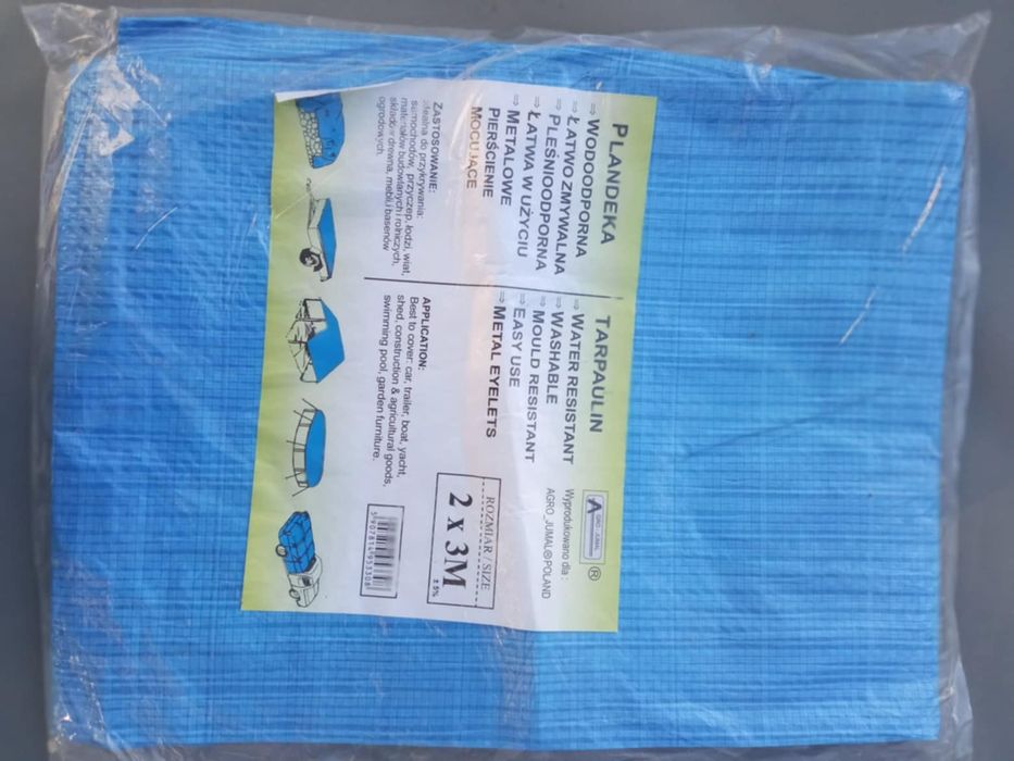 Plandeka nowa 2x3m Agro-Jumal niebieska