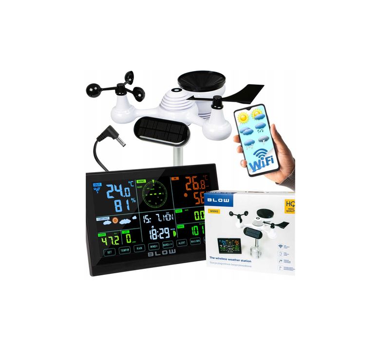 STACJA Pogodowa WiFi meteo termometr higrometr zegar alarm czujnik