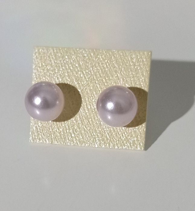 Nowe kolczyki kulki perłowe jasny pudrowy róż ze stali nierdzewnej
