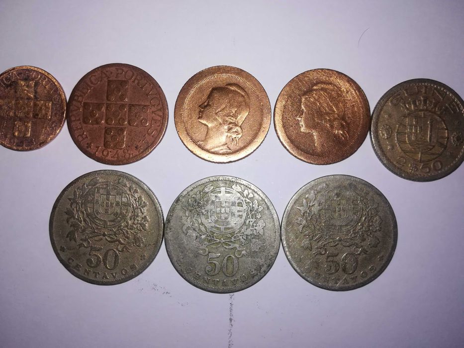 Moedas de 1924 a 1952 e notas de 20$00