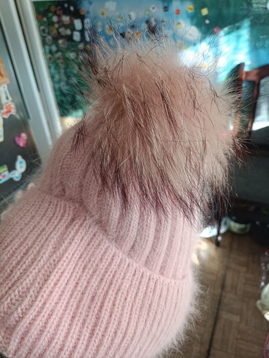 Шапка тепла зимова рожева жіноча