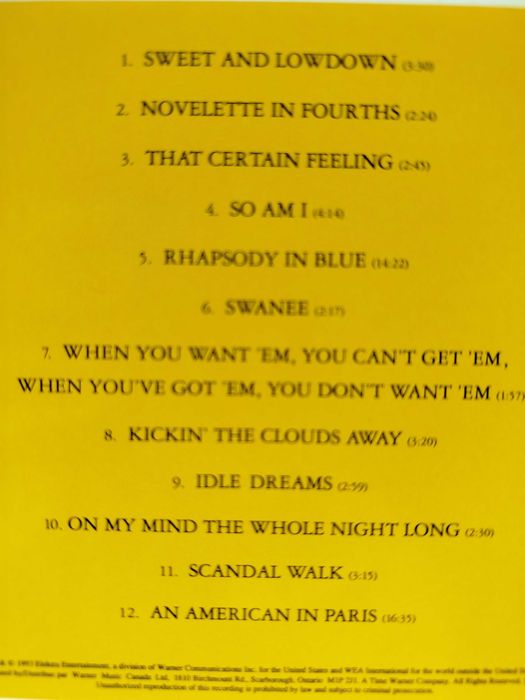 Gershwin pays Gershwin Piano Rolls CD 1993 jazz pop