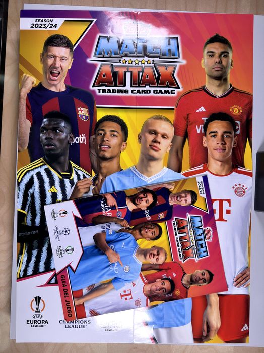TOPPS Match Attax 2023/24 Album + 376 Cards, Poster Original Metal Box