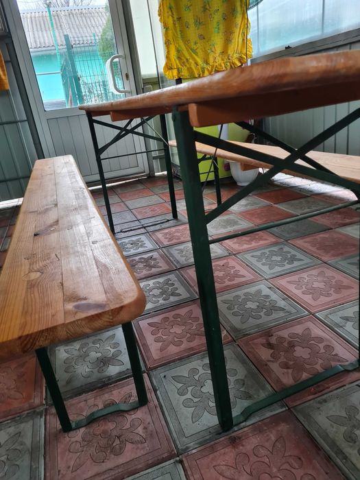 Продам деревянные столы с лавками раскладные, раскладные кресла