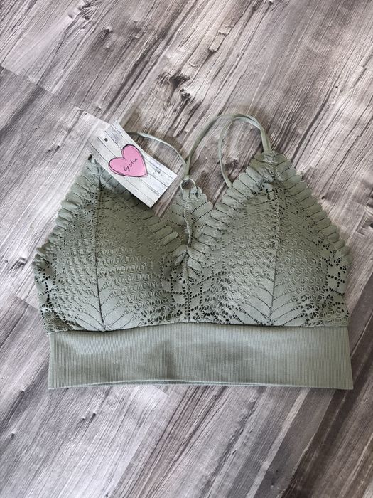 Nowy ozdobny top stanik 65B z metką szałwia