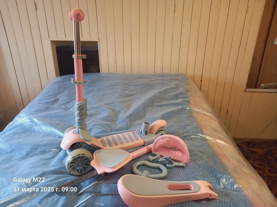 Новый самокат трехколесный 5 в 1 Scooter Pastel My Go 2021  с род. руч
