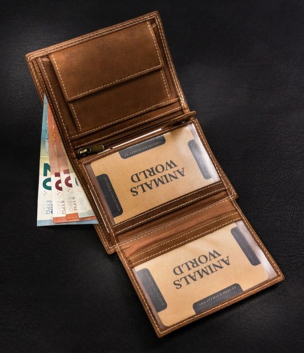 Portfel męski skórzany nubuk prezent dla kowboja szeryfa sheriff nowy