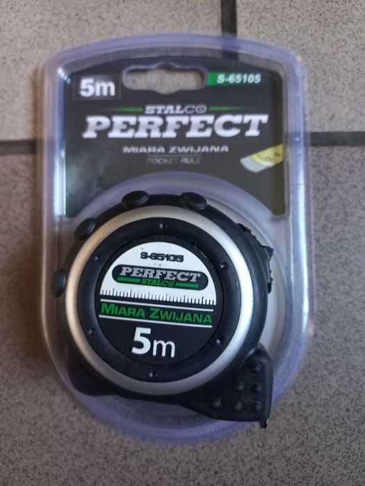 Miara zwijana 5m Dwustronna z blokadą STALCO PERFECT Nowa MOCNA