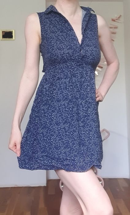 Sukienka letnia H&M S 36 granatowa na ramiączka