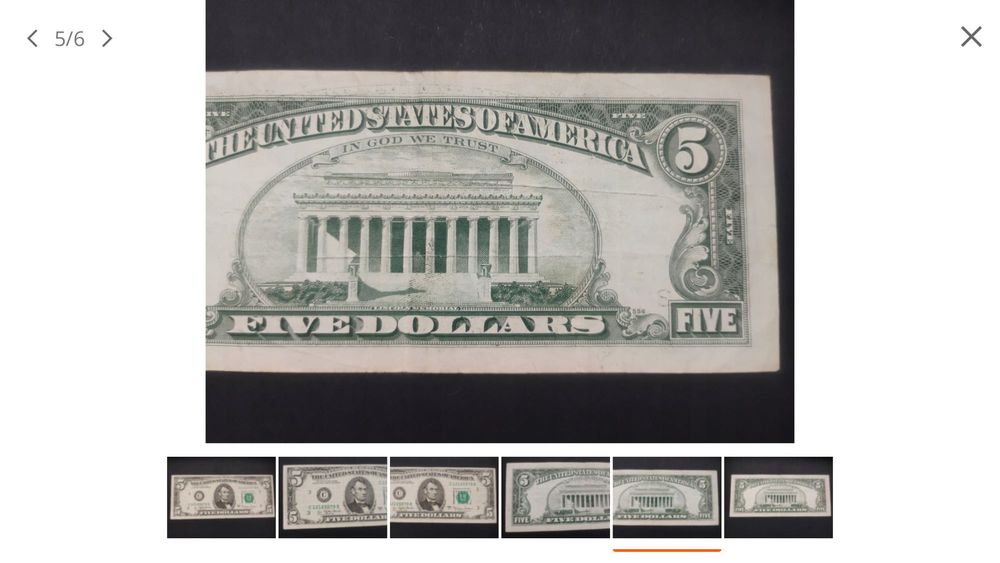 Banknot $ 5 dolarów USA 1977r / St. 5