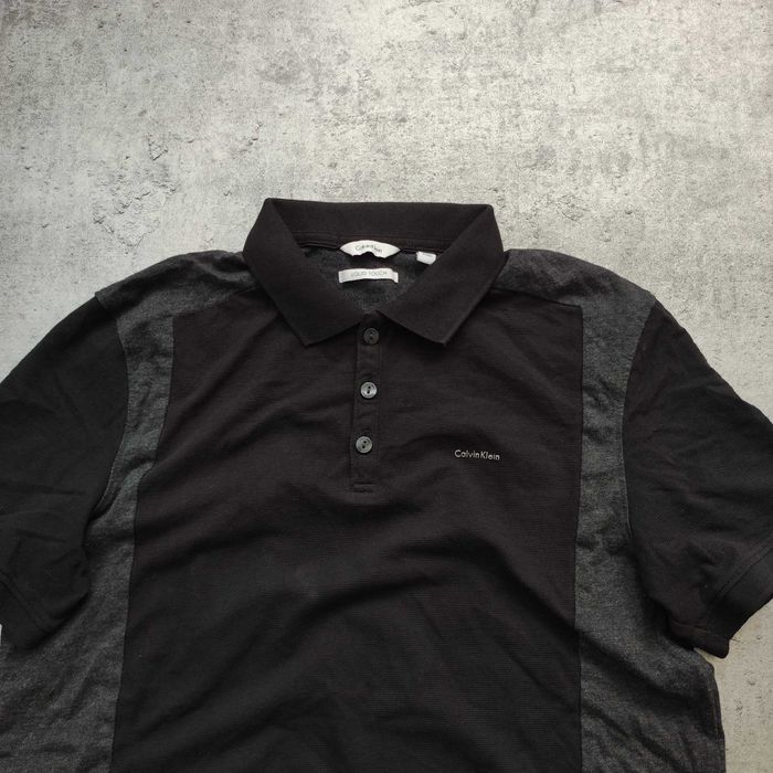 MĘSKA Koszulka Polo Elegancka Czarna Calvin Klein CK Liquid Dwa-Kolor