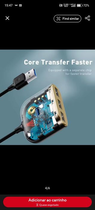 Baseus USB hub usb 3.0 para usb 3.0x1 + usb 2.0x3