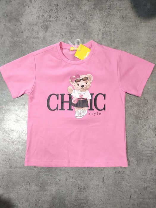 T-shirt dziewczęcy miś 128