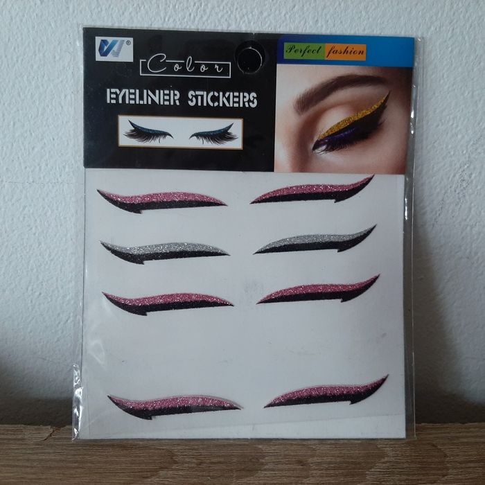Naklejki Brokatowe Oczy Eyeliner Cienie Stockers Srebrne Różowe