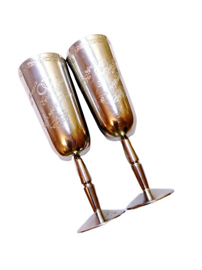Винтаж свадебные бокалы из нержавеющей стали для Миши и Светы 1998 г