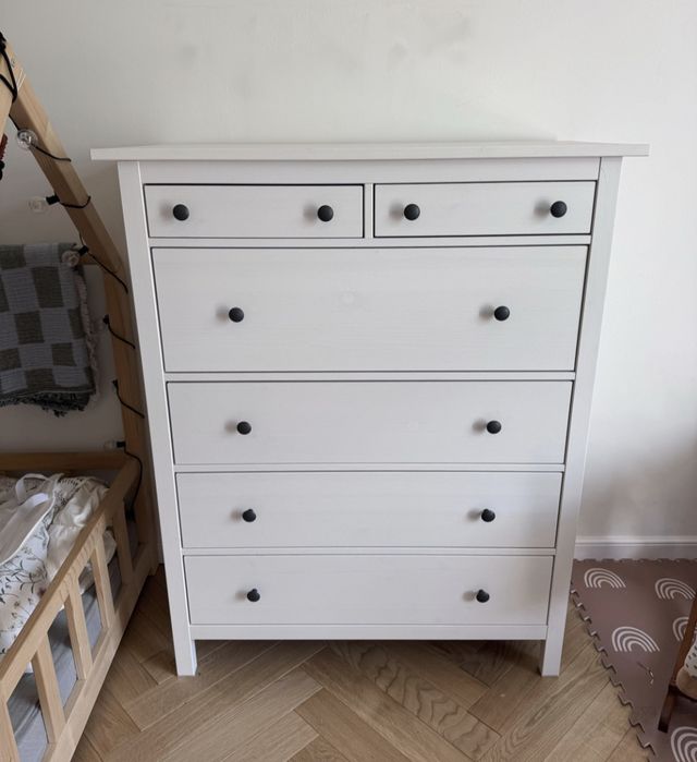 Wysoka komoda IKEA HEMNES – 6 szuflad, biała