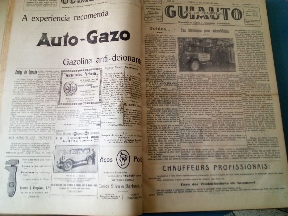 Guiauto - voz chauffer - semanarios automoveis 1930 - raros